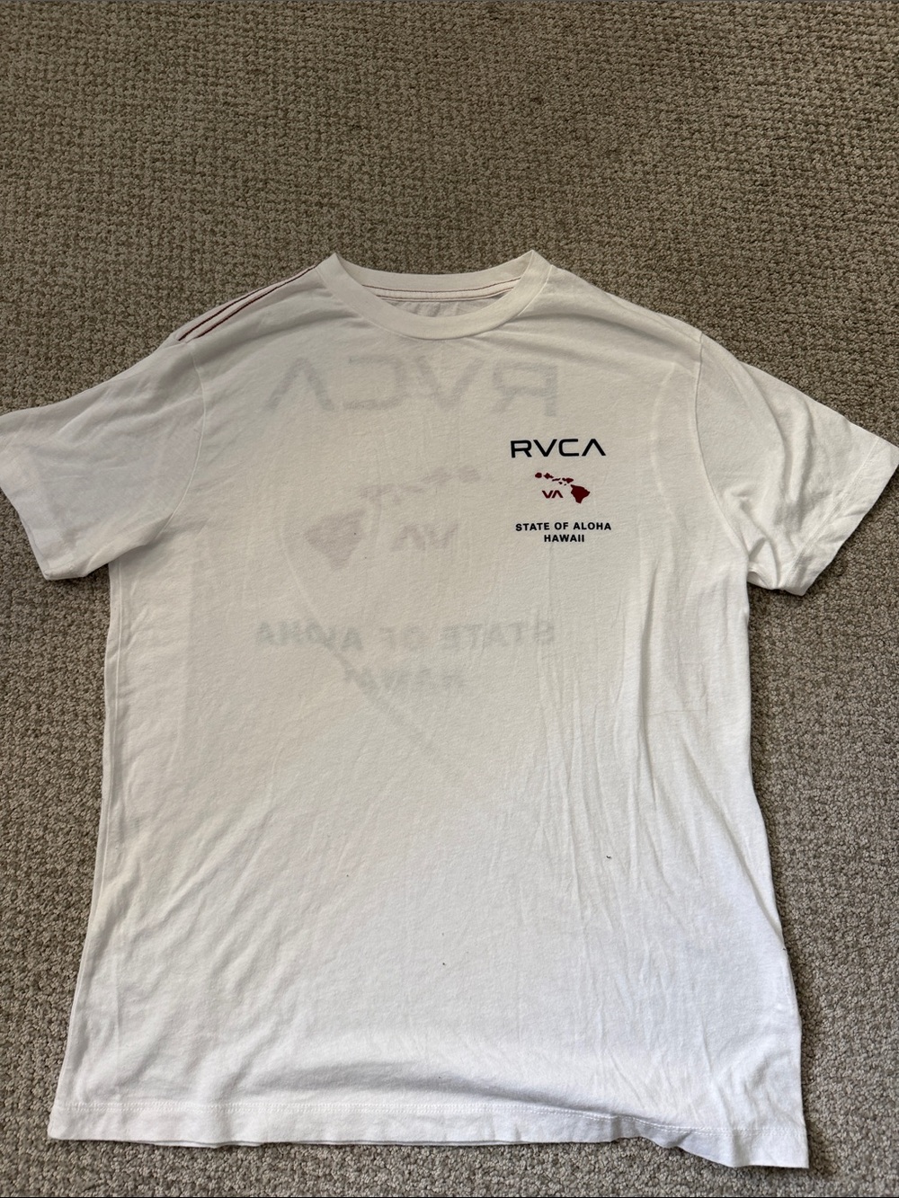 RVCA White Short Sleeve 'State of Aloha' Graphic Tee